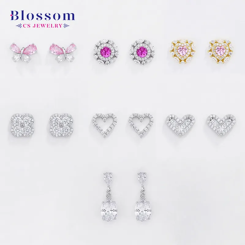 Blossom CS เครื่องประดับโรงงาน Fine 925 เงินต่างหูสร้อยคอ 2 ชิ้นเครื่องประดับเพทายชุดเครื่องประดับสําหรับสตรี