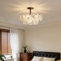 Suspension moderne de style français en fer et verre, finition dorée de luxe, avec LED blanc chaud dimmable, pour chambre à coucher, garantie 3 ans