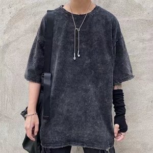 Camiseta de Manga Corta de Punto de Alta Gama para <span class=keywords><strong>Hombre</strong></span>, Seda/Algodón, Transpirable, Estampada, Lavada, <span class=keywords><strong>Ropa</strong></span> <span class=keywords><strong>Urbana</strong></span>, Muestra al <span class=keywords><strong>por</strong></span> <span class=keywords><strong>Mayor</strong></span> - Product Image 1