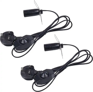 Blanco Negro Lámpara eléctrica Cable de tela trenzada UK Plug E14 E12 E26 E27 Soporte de lámpara de sal con interruptor de encendido y apagado Cable de alimentación - Product Image 4