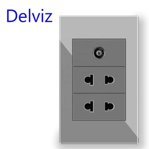 Delviz Tempered Kính tinh thể Bảng điều chỉnh, <span class=keywords><strong>AC</strong></span> 110V ~ 250V, Mỹ 15A điện cắm điện Ổ cắm TV, chúng tôi tiêu chuẩn tường cáp TV ổ cắm - Product Image 2