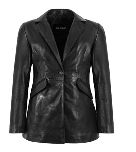 Blazer de Mujer Personalizado 100% Cuero Nappa Negro Genuino, Corte Entallado, Marca Privada OEM/ODM, Estilo Moderno y Lujoso - Product Image 2