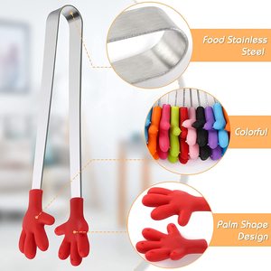 5Inch <strong>Hand</strong> Shape Food <strong>Tongs</strong> Colourful Silicone Mini <strong>Tongs</strong> Small Kids <strong>Tongs</strong> for Serving Food - Product Image 2