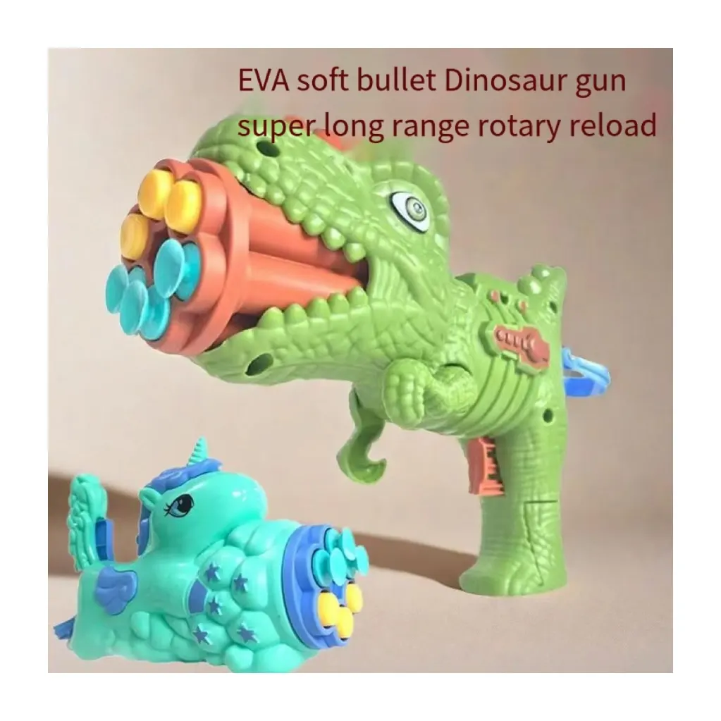 OEM erkek vantuz oyuncak tabanca Unicorn Gun el hareketli tekrarlanan çekim oyunu dinozor yumuşak kurşun Guns çocuklar için şeker oyuncaklar