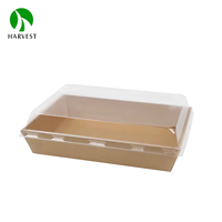 Boîte alimentaire pliable en papier kraft écologique de qualité alimentaire pour sushis à emporter, rectangulaire, capacité 750 ml