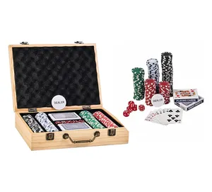 200 Piece Poker Chip Set with Pine Wood Case and Cards