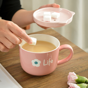 Tazza da Caffè in Ceramica Dipinta a Mano SYL Stile Coreano INS con Coperchio, Tazza per Bambini in Porcellana con Coperchio - Product Image 3