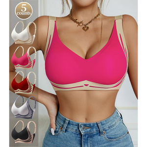 Seamless <b>Sports</b> <b>Bra</b> with Fixed Cup Lifting and Gathering Contrasting Colors No Steel Ring Anti-Sagging Feature - Product Image 2