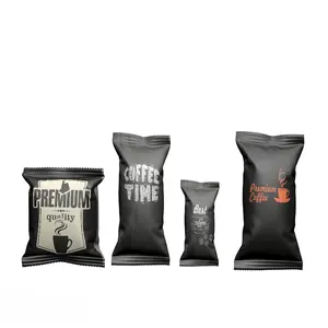 Custom Printing Small Sachet Black Back Seal Sample Drip Coffee Sachet Packing Bag Premade Film Roll Coffee Packing