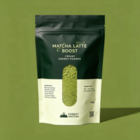 OEM op maat bedrukte Matcha poederzakjes, staande pouch met ziplock sluiting, hersluitbaar, voor thee poeder en voedselverpakkingen met logo