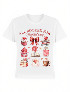 T-shirt stampata da donna per San Valentino, girocollo, maniche regolari, stile casual, 100% cotone jersey, primavera estate - Product Image 1