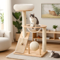 Promotion : Griffoir vertical moderne de luxe en bois massif à 4 niveaux pour chat, avec plateau en sisal, écologique et durable