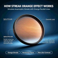 Filtre d'Éclat Cinématographique Anamorphique OEM Personnalisé Multi-Tailles Orange et Doré, Cadre en Aluminium, Verre Étanche pour Appareil Photo