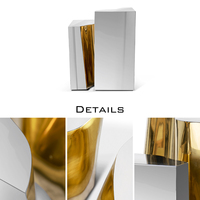 Einzigartiger Zeitgenössischer Beistelltisch mit Organischem Karst-Inspiriertem Design Polierte Messing- & Edelstahl-Details Teetisch