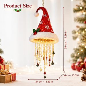 Christmas <b>Lighted</b> Santa Hat Chandelier Warm Led Red Snowflake Holly <b>Berry</b> Decor Indoor Outdoor 3Pc Set - Product Image 2