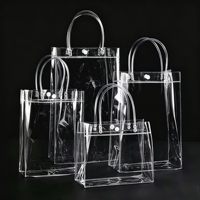 Sac fourre-tout réutilisable en PVC transparent, imperméable, pour le shopping, l'emballage et le transport, avec logo personnalisé pour emballage cadeau