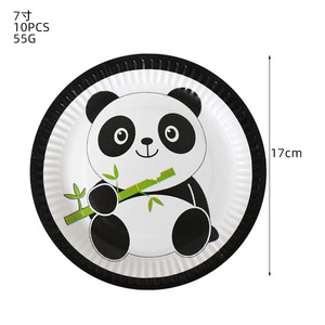 อุปกรณ์จัดงานเลี้ยงสัตว์ป่า DAMAI ชุดจานชามลายแพนด้าสำหรับเด็ก จานขนมหวาน แก้ว กระดาษเช็ดปาก ชุดภาชนะใช้แล้วทิ้ง ขายส่ง - Product Image 2