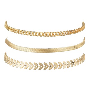2023 3 pz/set cavigliere a strati donna Summer Beach cavigliere con catena in osso di serpente con perline placcate in oro per le donne - Product Image 6