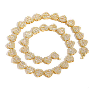 Collar de Cadena de Tenis con Corazones de Circonita Cúbica 5A de Corte Mixto de 12mm, Chapado en Latón, con Incrustaciones de Circonitas, para Mujer, Regalo de San Valentín - Product Image 4