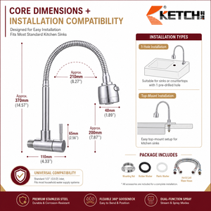 Grifo <span class=keywords><strong>de</strong></span> Cocina Moderno <span class=keywords><strong>de</strong></span> Acero Inoxidable con Rociador Extraíble Flexible <span class=keywords><strong>de</strong></span> Cuello <span class=keywords><strong>de</strong></span> Cisne y Acabado Níquel Cepillado, con Interruptor Tipo Campana - Product Image 6