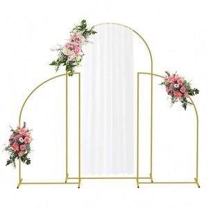 Lot de 3 supports d'arche de mariage en métal doré, blanc et noir pour décoration florale de mariage, baby shower, fête d'anniversaire en extérieur et jardin - Product Image 1