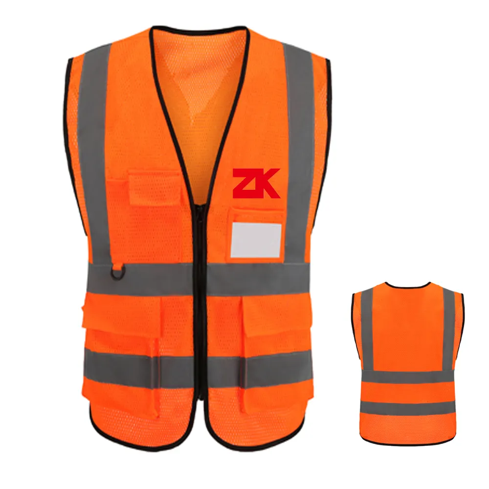 High visibility building worker reflective safety vest