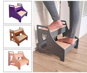 เก้าอี้ขั้นบันไดไม้สำหรับเด็กพร้อมบันไดดีไซน์แบบโมเดิร์นสำหรับใช้ในห้องน้ำและห้องครัว - Product Image 6