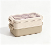 Boîte à lunch isotherme en acier inoxydable avec couverts, double couche, grande capacité, pour pique-nique et camping
