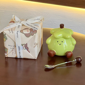 Regalo de Cumpleaños para Hombres y Mujeres, Linda Taza de Cerámica con Forma de Berenjena, con Tapa y Cuchara, Apta para <span class=keywords><strong>Microondas</strong></span>, Presentada en Caja de Regalo - Product Image 4