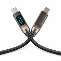 Câble USB-C vers USB-C en nylon tressé 240W avec logo personnalisé, charge rapide PD 3.1 avec affichage de la puissance pour utilisation avec appareil photo