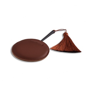 Customized New Style Round Shape Competitive Price PU Pouch Round Metal Handheld <b>Mirror</b> - Product Image 3
