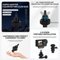 Adaptateurs de montage pour trépied pour GoPro 13 12 11 10 9 8 7 6 5 4 3 2, adaptateur de tête sphérique à vis de 1/4 pouce pour Go Pro Hero, conversion en 1/4-20