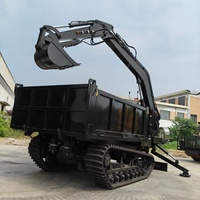 Dumper sur chenilles de 8 tonnes, équipé d'un moteur diesel Cummins et d'une pelle intégrée montée sur camion