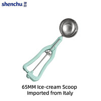 Cuillère à glace transparente à long manche en acier inoxydable de qualité médicale, accessoire commercial pour crème glacée importé de Chine