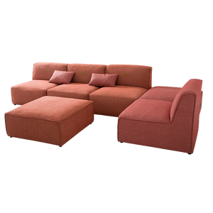 Ensemble de canapé d'angle modulaire convertible en tissu Nisco S-072, mobilier d'intérieur moderne et contemporain avec pieds en bois - Product Image 4