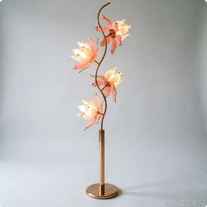 Romantic Lotus Flower LED Floor <b>Lamp</b> Wedding Gold Branch Floral Standing <b>Lamp</b> Adjustable Height Modern Living Room Light Fixture - Product Image 2