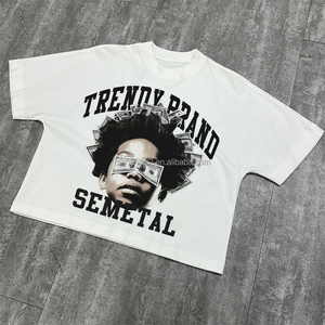 T-shirts en coton 100% surdimensionnés personnalisés, de haute qualité, col rond, décontractés, courts, impression sérigraphique, t-shirts graphiques lourds - Product Image 5