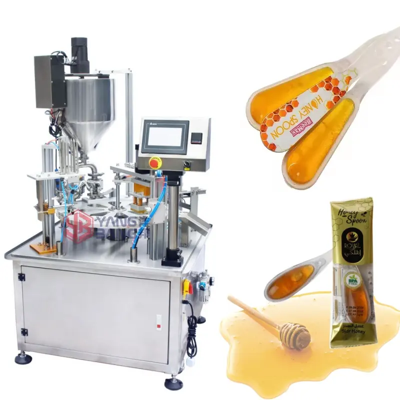 מכונת מילוי כפית דבש מנירוסטה סוג רוטרי מכונת מכסה למילוי כוס דבש 7 גרם 10 גרם
