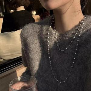 Nouveau collier double couche en perles artificielles pour femmes, collier superposé, mode exquise transfrontalière, chaîne en bambou sportive, luxe léger - Product Image 2