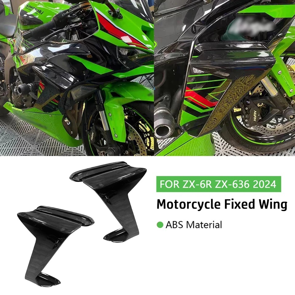 小物 wing 2024 Kawasaki ZX-6R ZX-636 Aerodynamic Wing Kit New Naked Front