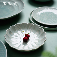 Fournitures de restauration en gros, vaisselle en céramique et porcelaine de couleur vert clair personnalisée