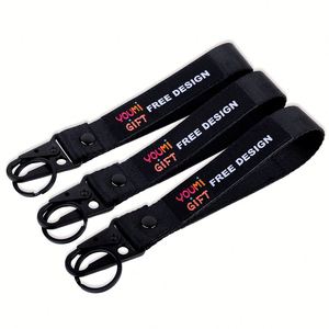 Customize Motorcycle Polyester Wrist <b>Lanyards</b> Tactical Webbing <b>Key</b> Ring Holder Strap Keychain Clip <b>for</b> Promotion - Product Image 1