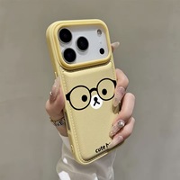 Coque de téléphone en silicone véritable antichoc avec motif ours mignon à lunettes pour iPhone 11 12 13 14 15 16 17 Pro Max