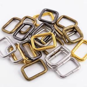 Rectangular alloy <b>adjustable</b> belt backpack <b>square</b> ring gold silver buckle for shoulder straps, webbing, wallet hardware - Product Image 1