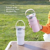 Mug à café isotherme en acier inoxydable 304 à double paroi, 600 ml/900 ml, avec paille intégrée, isolation thermique 6-12h, DRM
