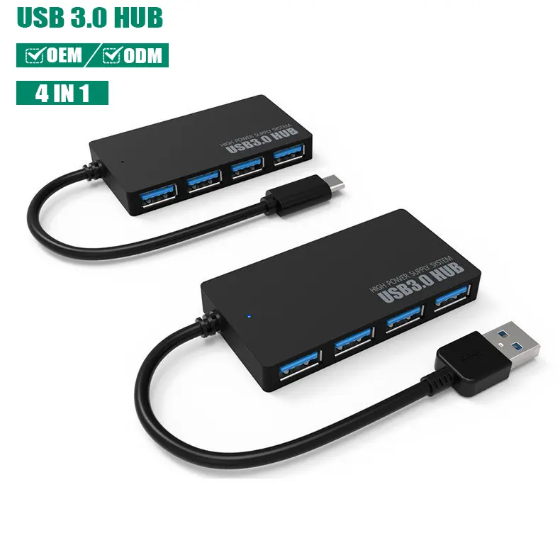 Alta velocidad USB C 3,0 Hub Docking Ultra Slim Mini Multiport Extended USB Hub 3,0 4 puertos