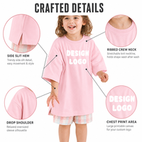 T-shirt décontracté en coton épais à manches courtes et col rond pour tout-petits, coupe ample avec ourlet fendu et épaules tombantes, style oversize baggy, fabrication OEM