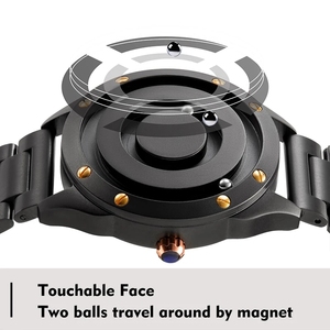 Nuevo reloj EUTOUR para hombre y mujer, par <span class=keywords><strong>de</strong></span> relojes <span class=keywords><strong>de</strong></span> pulsera <span class=keywords><strong>de</strong></span> cuarzo con rodamiento <span class=keywords><strong>de</strong></span> bolas magnético sin <span class=keywords><strong>cristal</strong></span>, pulsera <span class=keywords><strong>de</strong></span> acero inoxidable para hombre - Product Image 4