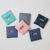 Sac de courses pliable écologique à rayures avec logo personnalisé, avec pochette, en polyester