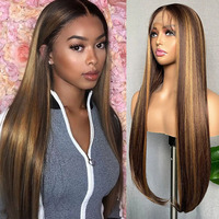 Perruque Lace Front Lisse en Cheveux Humains Brésiliens 11A, 13*4, Densité 180%, Couleur Piano, Pré-épilée